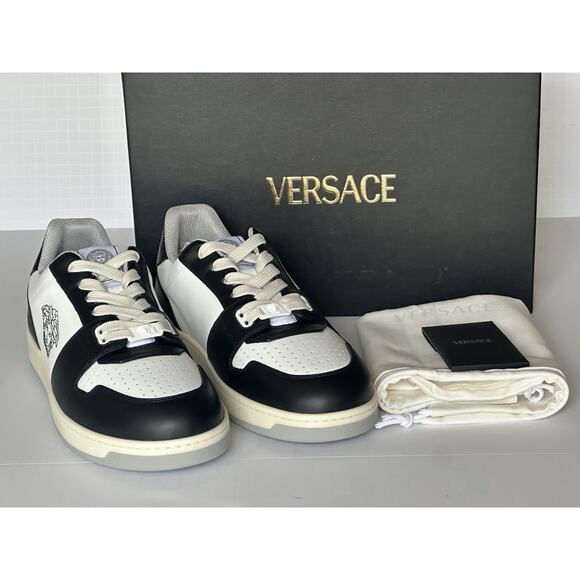 Versace Medusa Men’s Black/White Leather Sneakers 12 US (45) 1013377 IT NIB - Picture 14 of 16